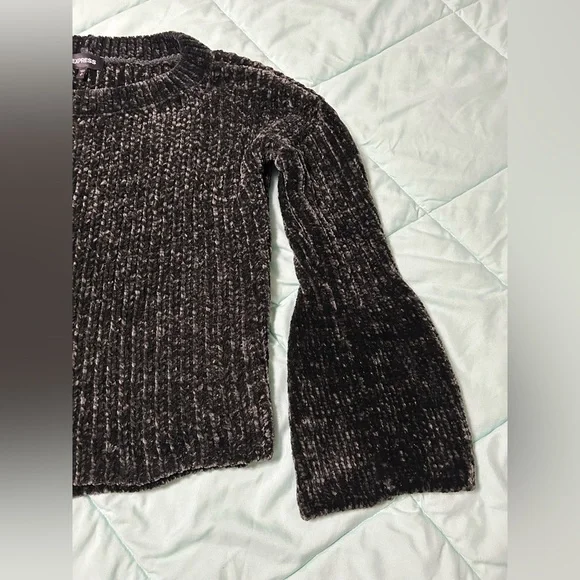 Express Size S Black Crew Neck Sweater with Bell Sleeves - Picture 11 of 14